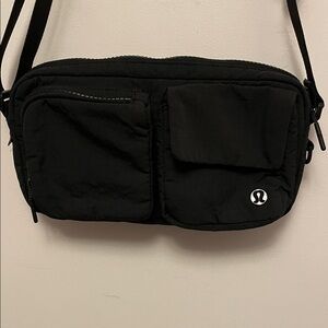 Lululemon Black Multi Pocket Crossbody Nylon Bag